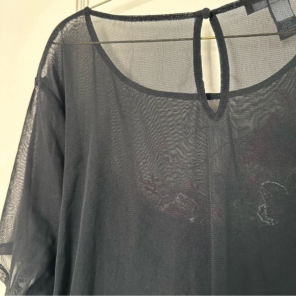 INC International Concepts Whimsigoth Top Black Sheer Fairy Dark Floral Size 1X - Picture 7 of 9